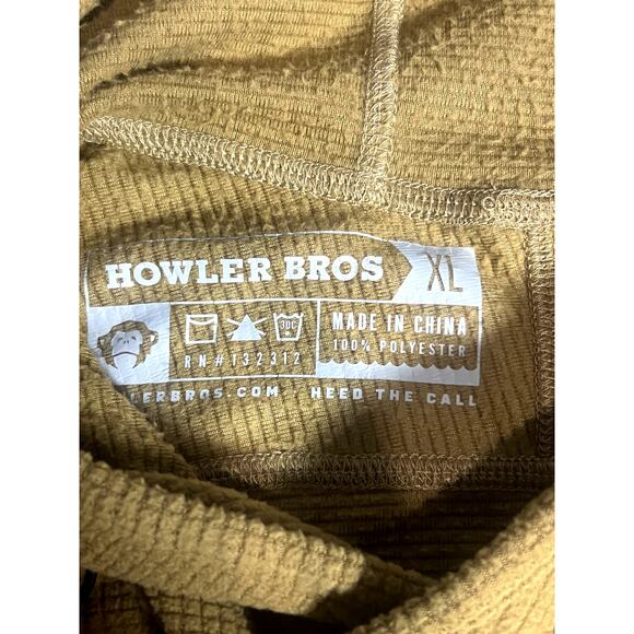 HOWLER BROS Men's Hoodie Palo Duro Fleece Mustard Yellow Pullover Long Sleeve XL - Picture 5 of 10